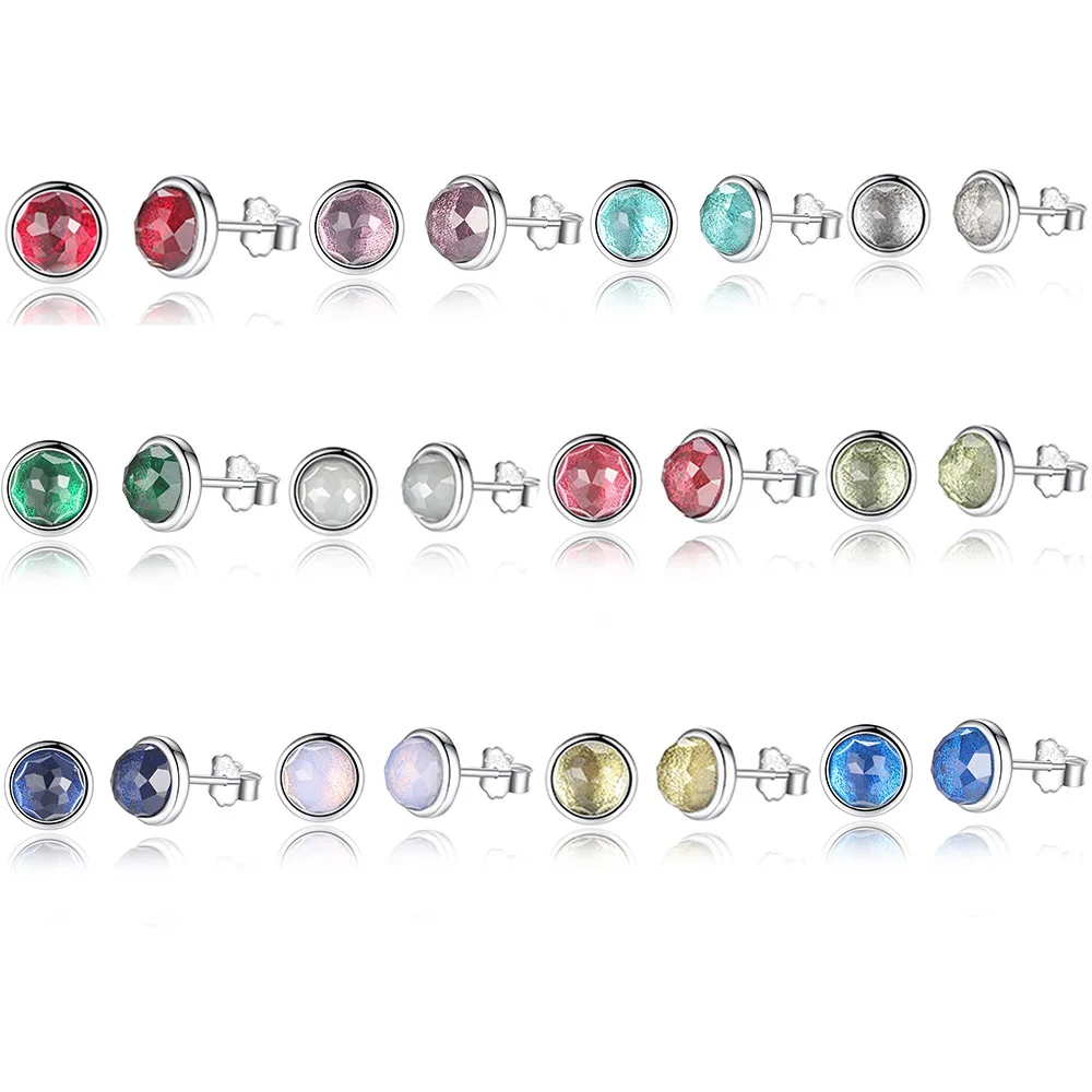 Подлинные стерлингового серебра 925 Серьги гвоздики 12 месяцев октября камни по месяцу рождения Капельки серьги гвоздики для женщин модные ювелирные изделия