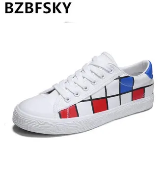 

BZBFSKY Casual Canvas Shoes For Men Luxury Brand Plimsolls Men Espadrilles Fashion Lace Up Plaid Shoes Man Alpargatas Hombre