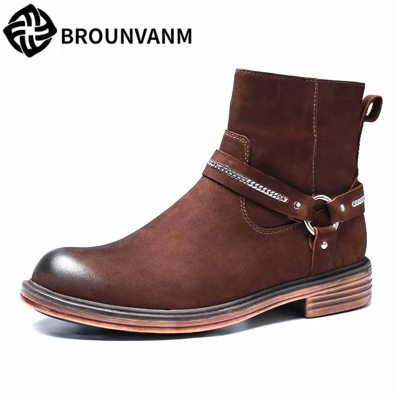 

Chelsea boots men high top shoes Martin boots autumn winter British retro men's desert boots all-match cowhide Chelsea boots