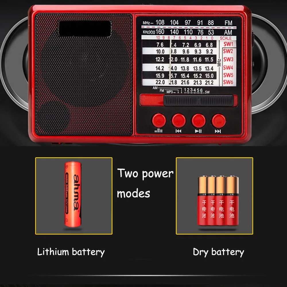 JINSERTA портативный FM/AM/SW радио многополосный Hi-Fi радио динамик с фонариком Поддержка TF карта/U диск наушники играть