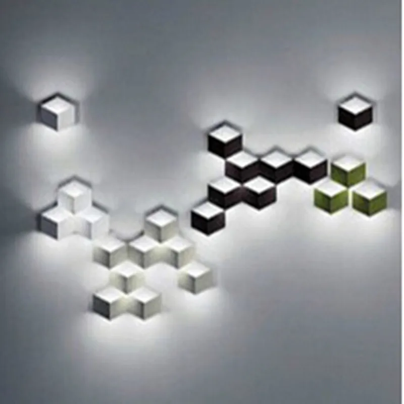 flod magic led Wall Light aluminum Stereo Rhombus Ice Cube 3D Wall Lamp Geometry Square Grid
