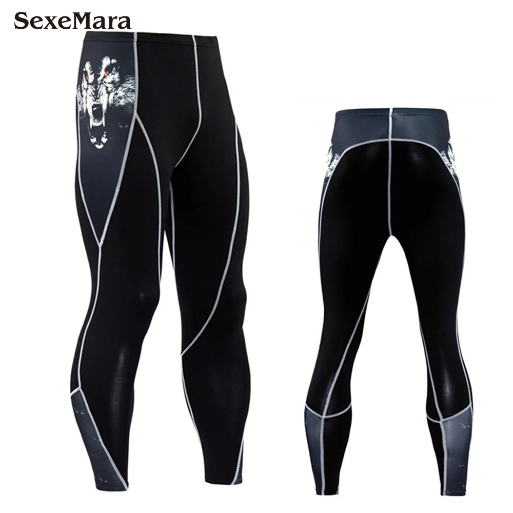 SexeMara крутые спортивные наборы мужские компрессионные беговые футболки быстросохнущие брюки для фитнеса, кросфита мужские Леггинсы майка MMA - Цвет: Photo Color
