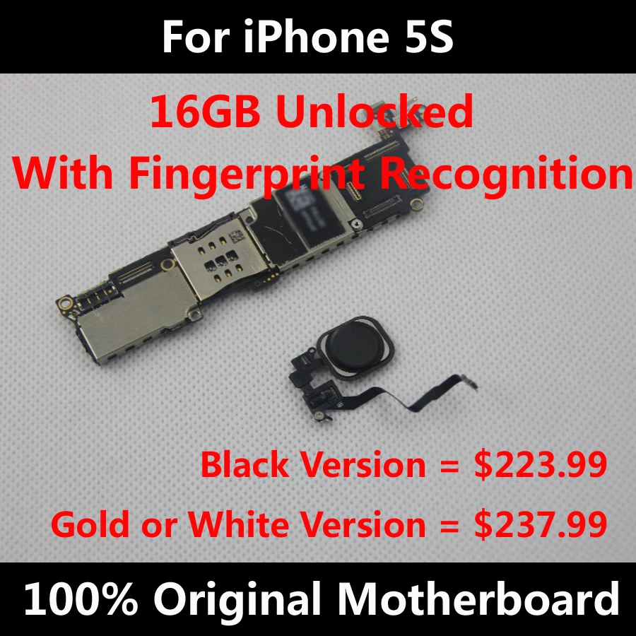 

Full Function 100% Original Motherboard For iPhone 5S 16GB Unlocked Mainboard With Touch ID Logic Board 100% Good Working