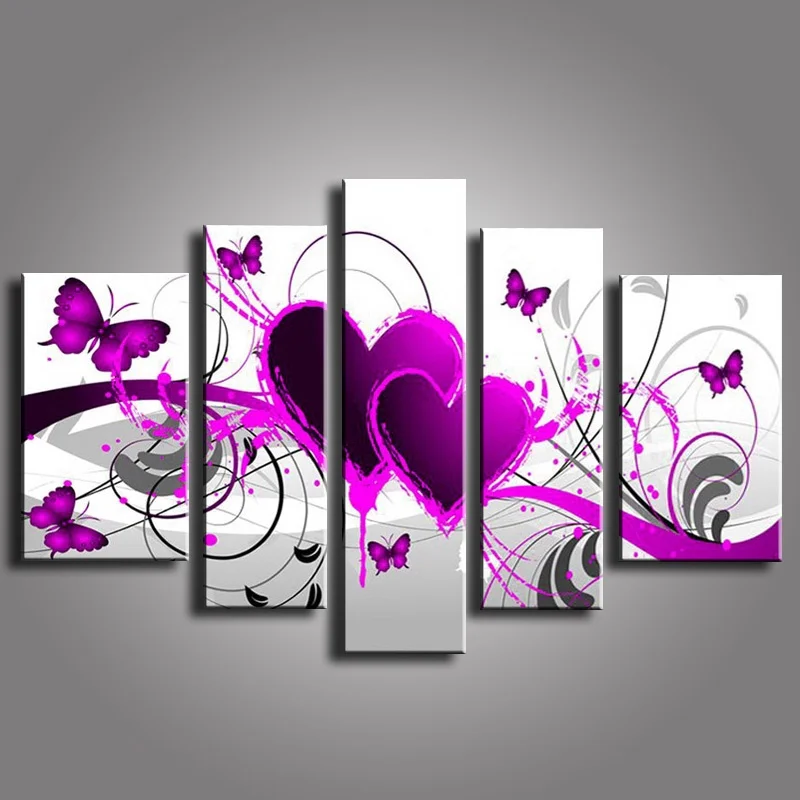 Hand Made Modern Abstract Wall Oil painting On Canvas Butterfly Love Heart Shaped Life Art Painting Picture For Sofa Home Decor