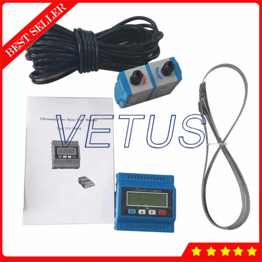 

TUF-2000M Digital Ultrasonic Flowmeter Water Flow Meter Module with Small Size Clamp-on Transducer TS-2 Sensor DN25-100mm