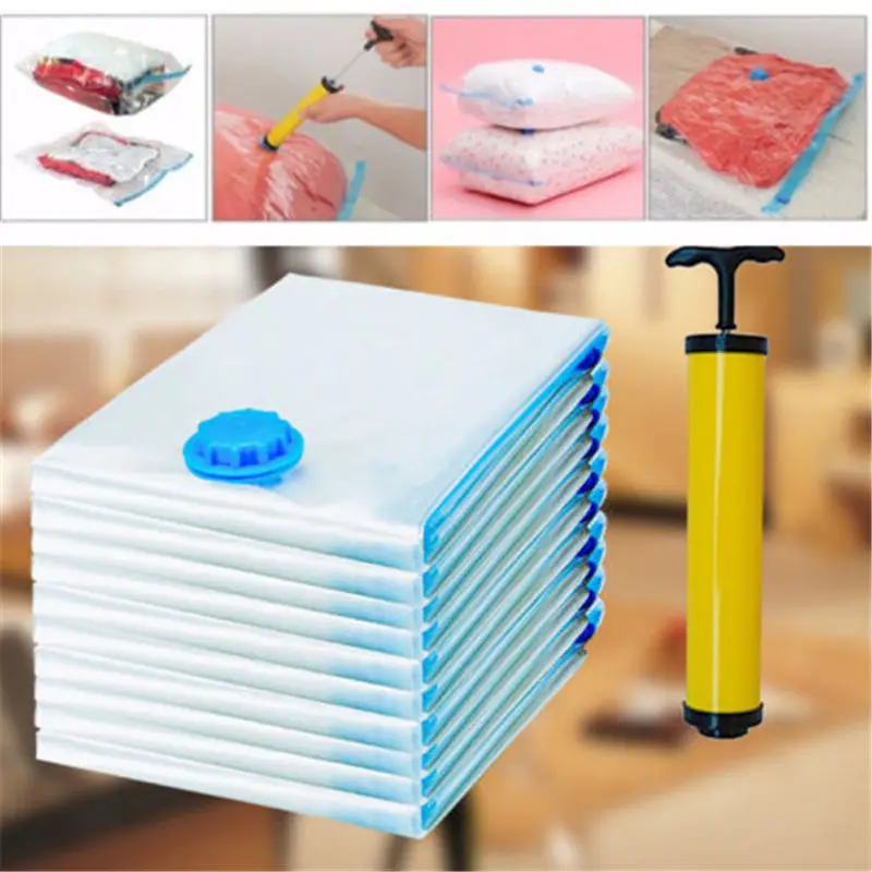 

Home Vacuum Storage Bag for Clothes Saving Bag With Valve Transparent Border Foldable Compressed Organizer Space Seal packet