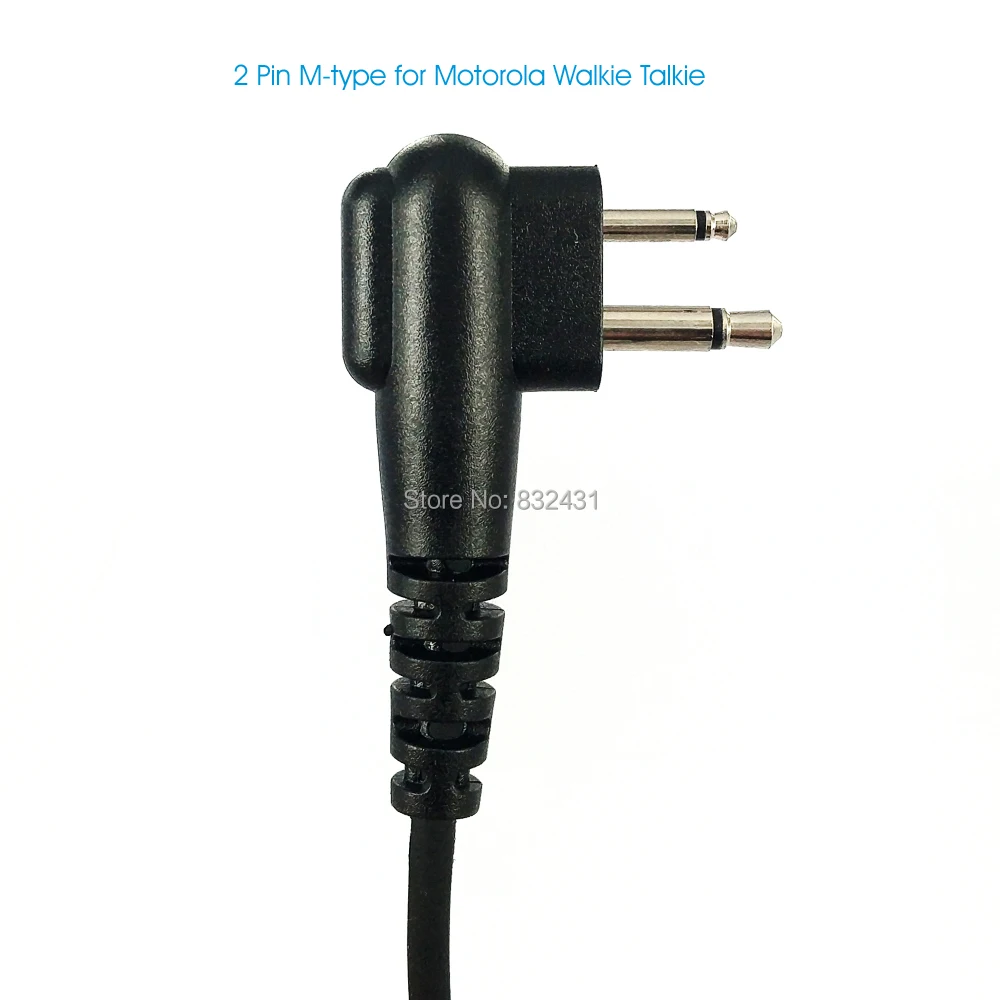 2 Pin Big PTT Knob Curve Earpiece Mic For Motorola Walkie Talkie 10