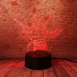 3D Иллюзия светодиодный ночник световой Цвет изменить света светятся в темноте Дэдпул Рисунок Модель игрушки подарок