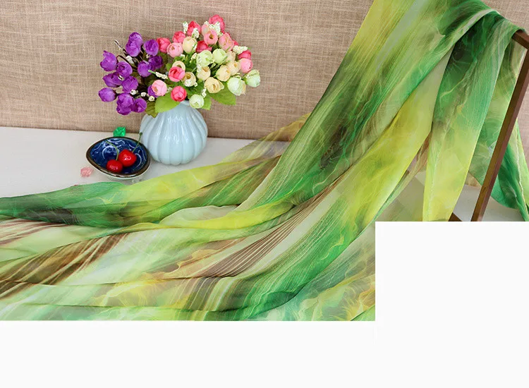 Приятная для кожи 30D печатная шифоновая ткань китайская чернильная ткань шелк весеннее и летнее платье Шелковый шарф Hanfu Одежда Ткань сделай сам