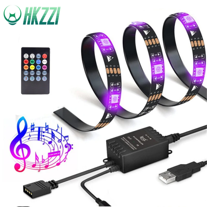 Hkzzi USB Светодиодные ленты RGB DC5V красочные 0 5-1m-2m-3m Водонепроницаемый музыки и