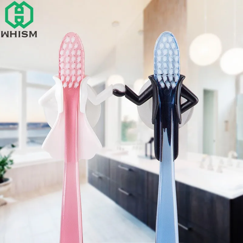 WHISM Bathroom Toothbrush Holder Wall Mount Tooth Brush Shelf Plastic