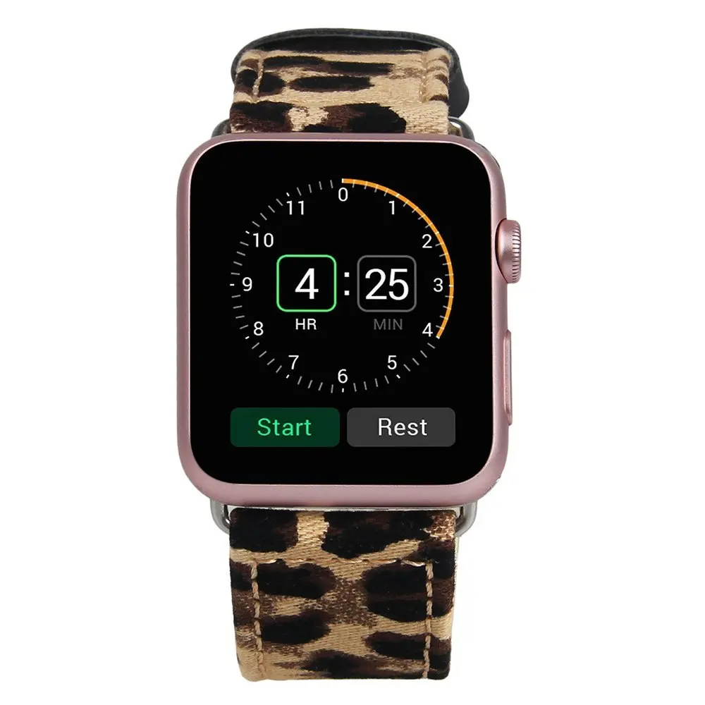 New leopard print Canvas Fabric Genuine Leather font b Smart b font font b Watch b