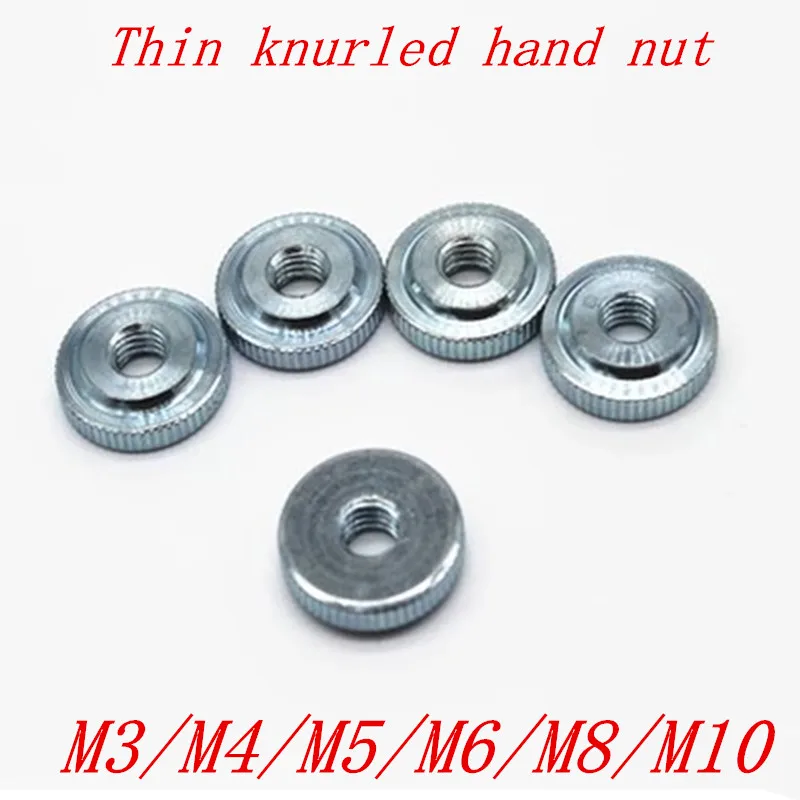 10pcs M3 M4 M5 M6 m8 m10 Steel with zinc knurled Thin hand thumb nutin