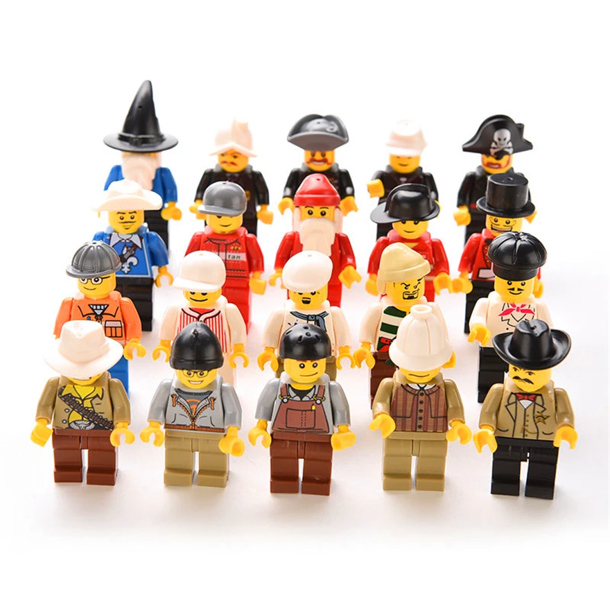 

20Pcs/Set Human Model Santa Pirate Chef City Citizens Action Figure Model Building Block Toys Gift For Children Compatible Legoe
