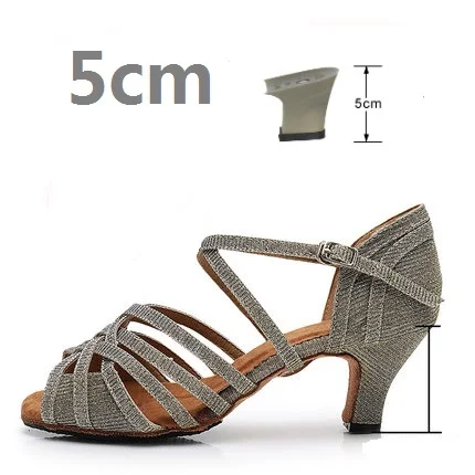 Женские бальные Туфли для латинских танцев высокий каблук, 5/6/7,5/8 см, синего и серебряного цвета для сальсы социальная обувь для вечеринок женские Танго Обувь для танцев VA30 - Цвет: Silver 5cm