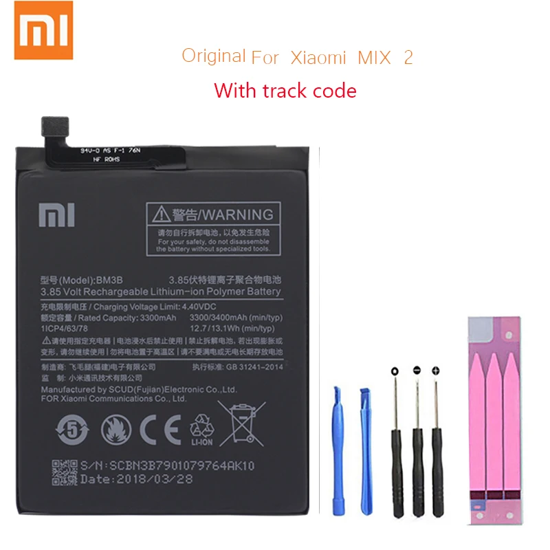 

Xiao Mi Original Replacement Battery BM3B For Xiaomi MIX 2 2S 3300mAh High Capacity Phone Batteries Free Tools