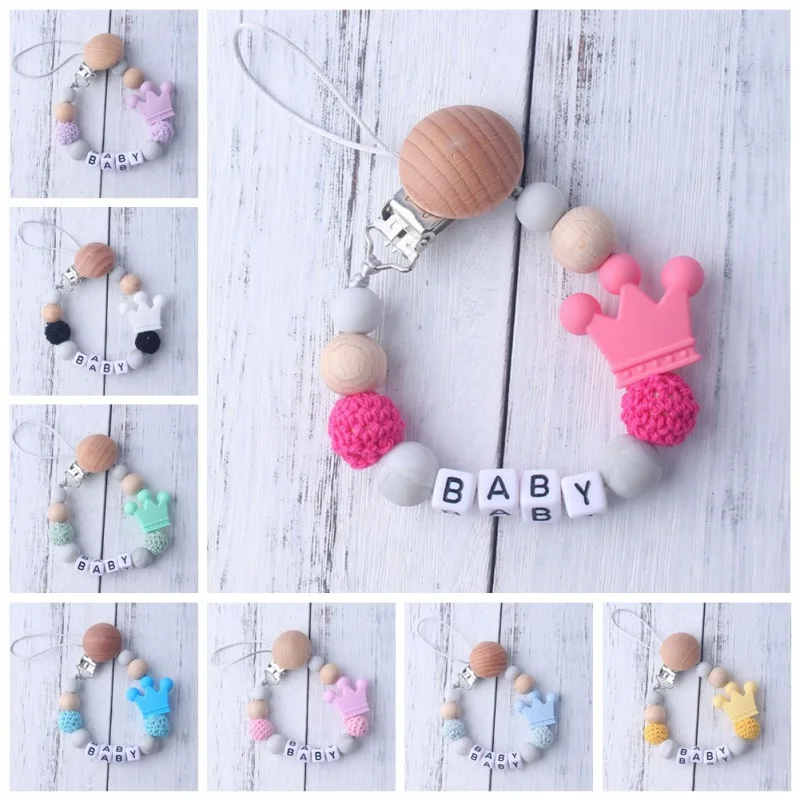 

Baby Teether Care Universal Holder Leash For Pacifiers Nipples Clip Chain Infant Child Soother Beaded Wooden Chains Teethers