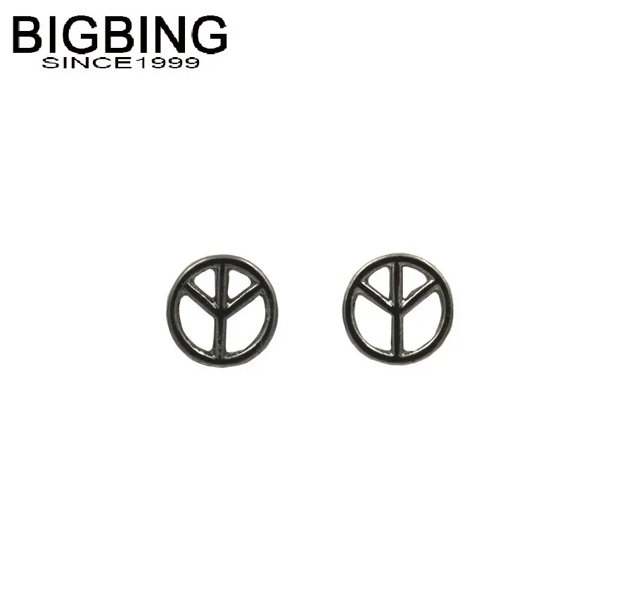 

S014 BIGBING jewelry fashion black Peace sign stud earring Fashion jewelry earring good quality nickel free