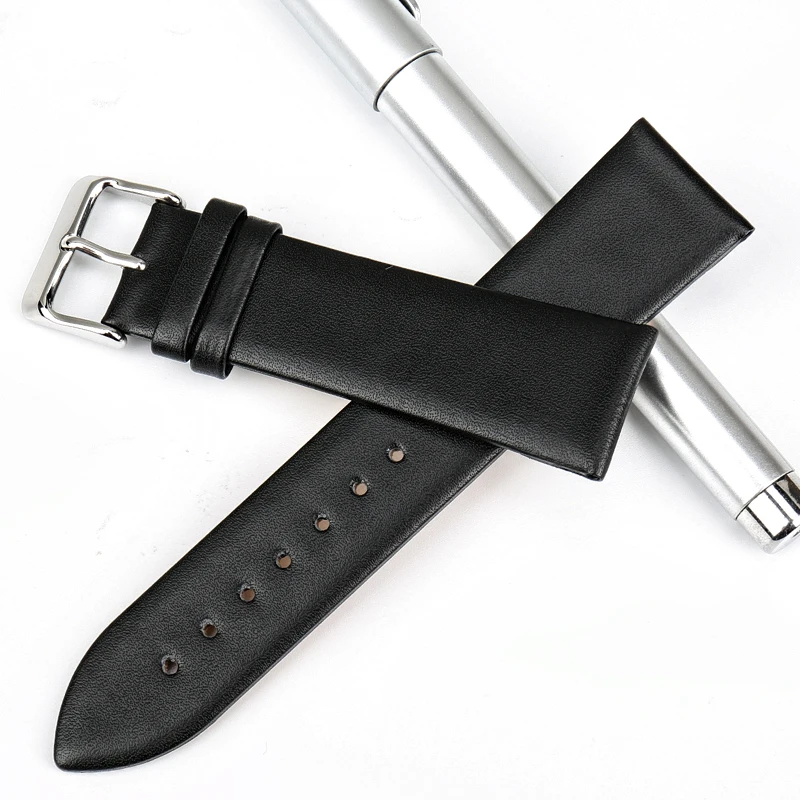 MAIKES Genuine Leather Black Watch Strap Bracelet Accessory