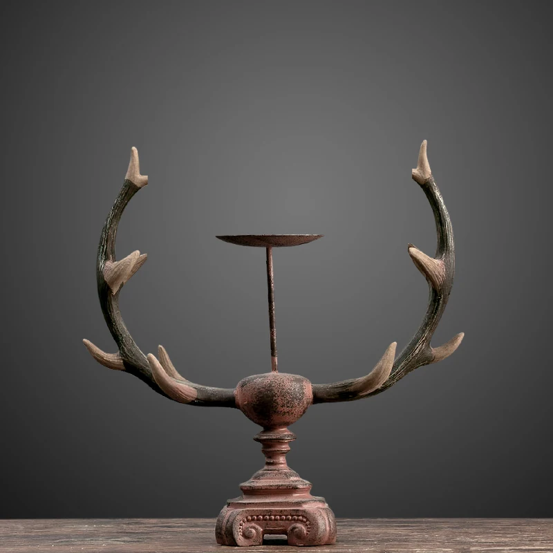 

Bar Creative elk antlers Candle Holder resin figurine Candlestick home decor crafts room decoration objects resin deer statue