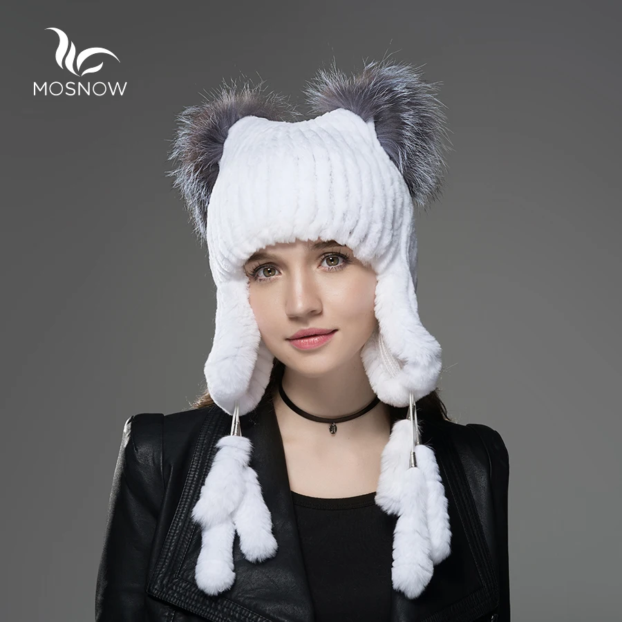 Новая женская шапка из кроличьего меха с лисьим мехом кошачьими ушками и 6 милыми