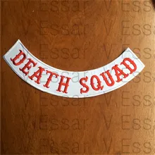 Ткань патчи DEATH SQUAD пользовательский нижний рокер Вышивка Патчи для куртка 30X7 см