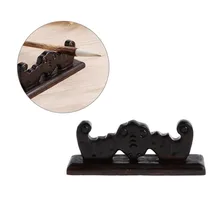 Vintage 4 Slots Chinese Calligraphy Pen Rack Holder Wooden Brush Rest Stand Elegant Figurines Miniatures