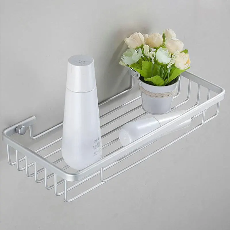 Aluminum 1 Layer Bath Shelf Wall Mounted Washing Shower Basket Shelves