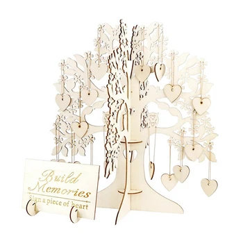 

1st Wedding Wooden Hearts Guest Book Guest Visit Signature Tree Guest Book Wooden Family Tree Hearts Ornaments DIY Wedding Decor