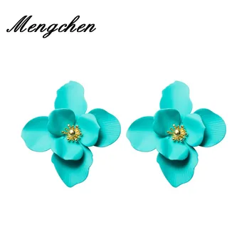 

New Design Bohemian Style 4Colors Metal Alloy Spray Painted Flowers Earrings For Women
