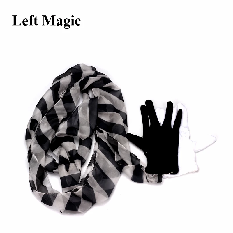 

Glove To Zebra Streamer Silk Scarf Magic Tricks Professional Magician Street Stage Party Magia Props Magic Classic Toys G8144