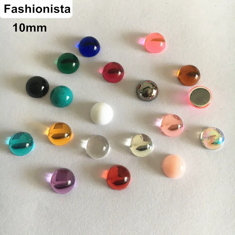 

10mm Solid Color Flat Back Acrylic Cabochon Beads,Half Round Domed Cabs For Jewelry Making,Red,Green,Gold-color,Blue,Purple...