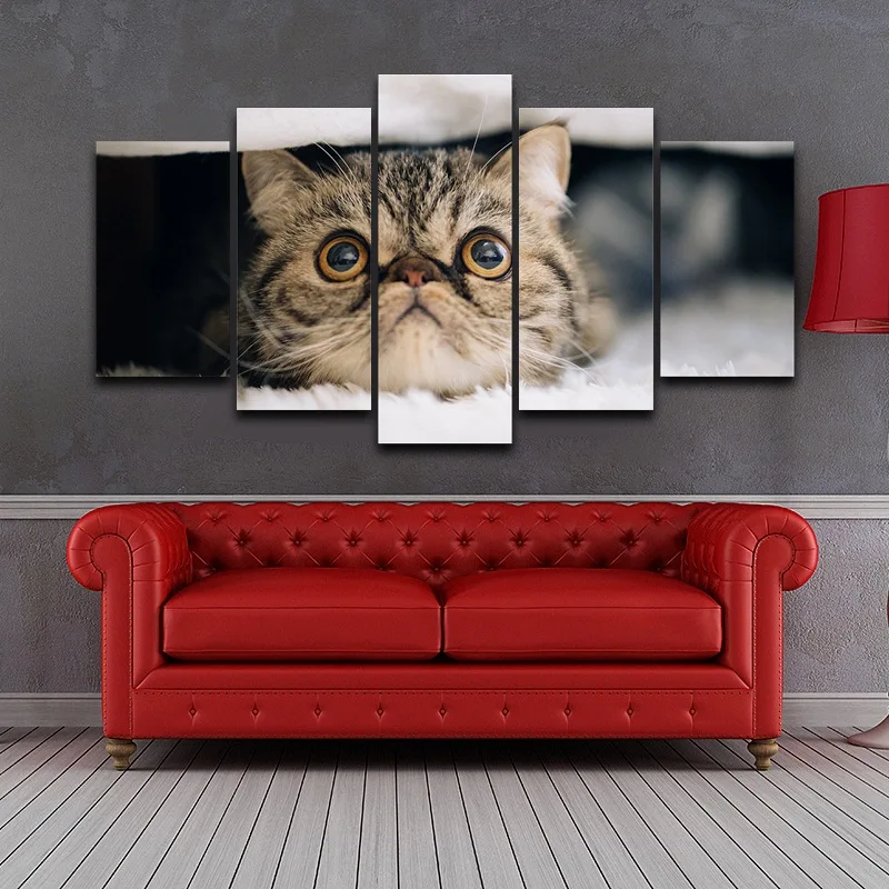 Persian cat Artistic Print Drawing Decor on Canvas Framed Printed