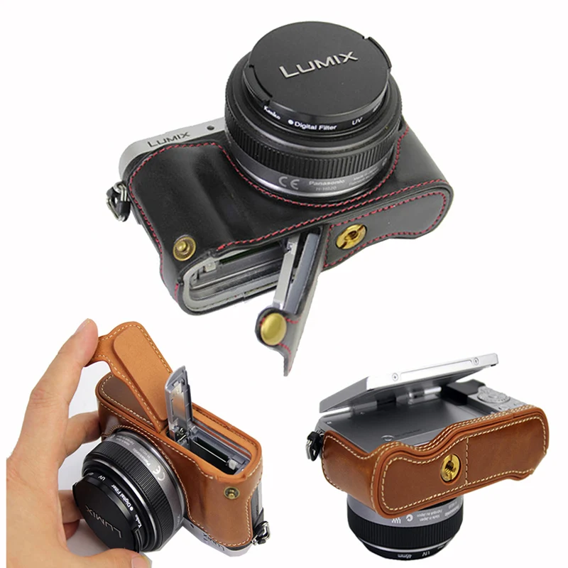 Pu レザーケースハーフカバーカメラパナソニック Lumix GX850