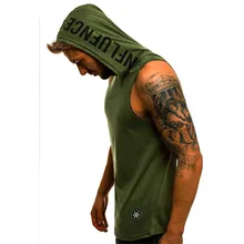 Жилет с капюшоном Для мужчин s майка Лето Топы без рукавов Футболка Для мужчин черный, белый, серый Армейский зеленый Tanktop фуфайки Мужской Жилеты