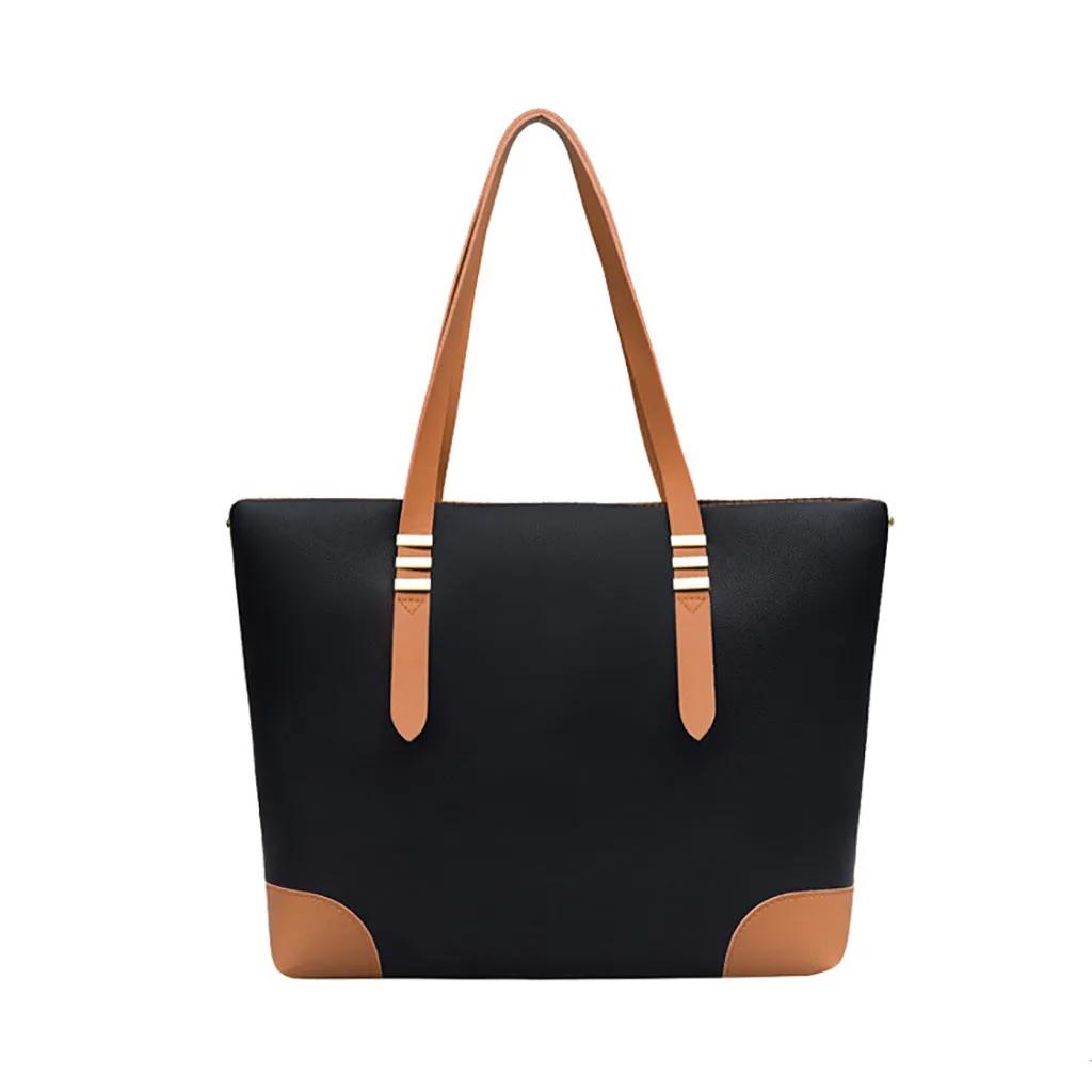Кожаные сумки, большие женские сумки, высокое качество, повседневные женские сумки, стильные и простые сумки на молнии De20 - Цвет: BW