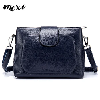 

MOXI Women Messenger Bag Genuine Leather Ladies Shoulder Bag Trendy Leisure Female Crossbody Bag Zipper Daily Women Casual Bag