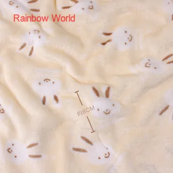 

1 meter print cream rabbit pattern Microfiber fabric High Quality super soft velboa for DIY sewing toys sofa material velvet