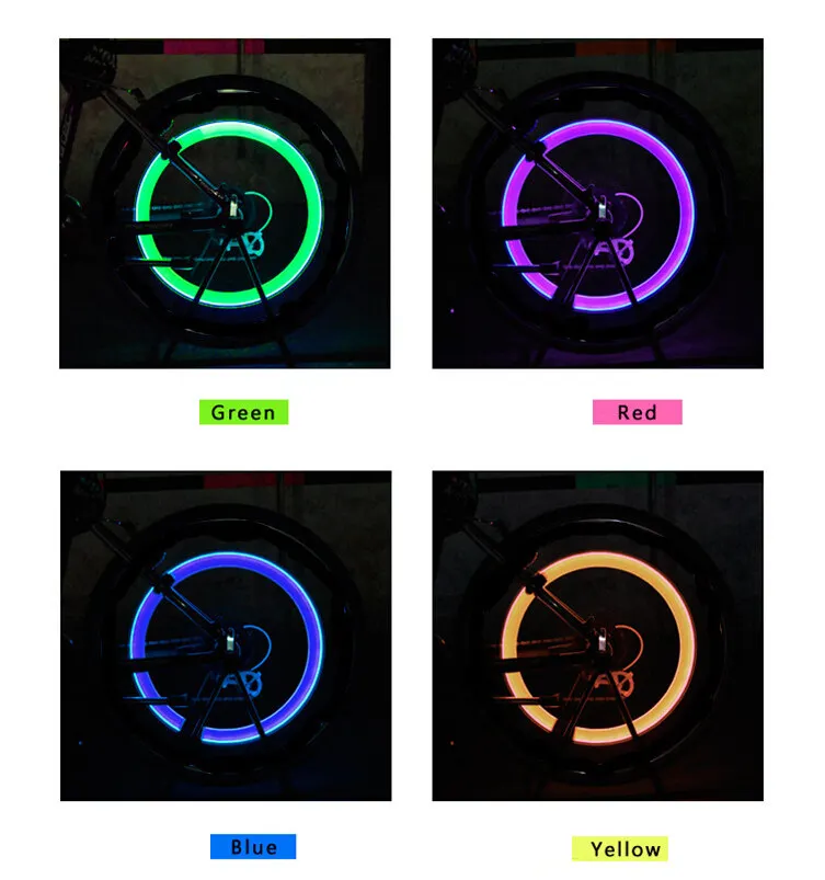bike light with no battery mountain road bicycle bike lights LEDS Tyre Tire Valve Caps Wheel spokes LED Light BL0158