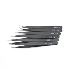 6pcs ESD Anti-Static Stainless Steel Tweezers Set Maintenance Repair Tool Kit Anti Static Model Making Tool Hand Tool Set
