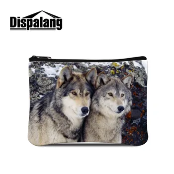 

Vintage Clutches Bags Pretty Wolf Printed on Mini Coin Bags Women Small Pouch Plastic Coin Purse Smart PU Cosmetic Compartments