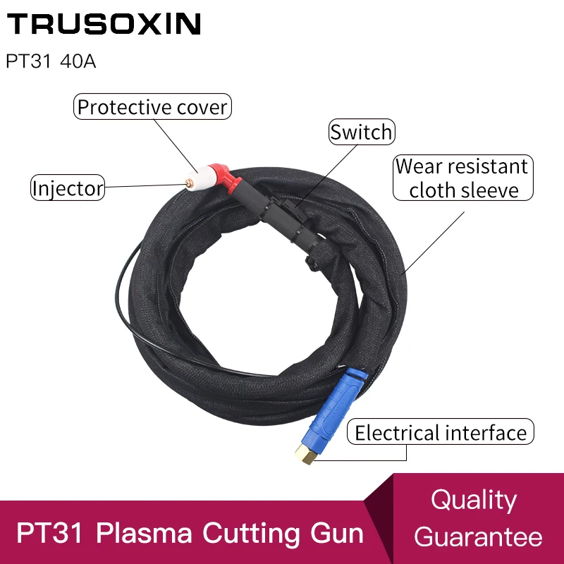 Горелка воздушного плазменного резака PT-31 PT31 черных точек полоски для CUT40 LGK40 40A 5 м 3 м