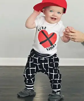

5sets/lot Toddler girls clothing sets kids clothes love (shirt +pants) plaid girls kids set 1-5T sylvia sis