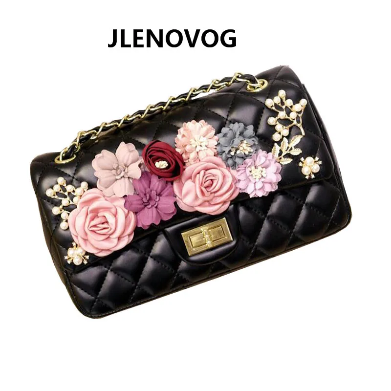 

One Shoulder Diagonal Portable Soft Handle Outdoor Travel Spring New Korean Flower Diamond Inlay Twill Plaid Chain Bag