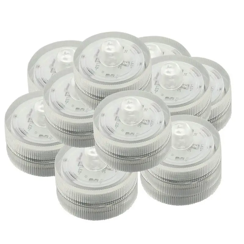 

10 Pcs Submersible Battery LED Lights WHITE Wedding Tea Light Underwater Light 10 Leds Waterproof Lamp Pool Pond Lighting