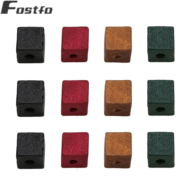 

50pcs/lot 12mm/14mm Natural Wood Bead Square Shape 3.5mm Big Hole Spacer Charm Bead For Women Diy Jewelry Making Accessories