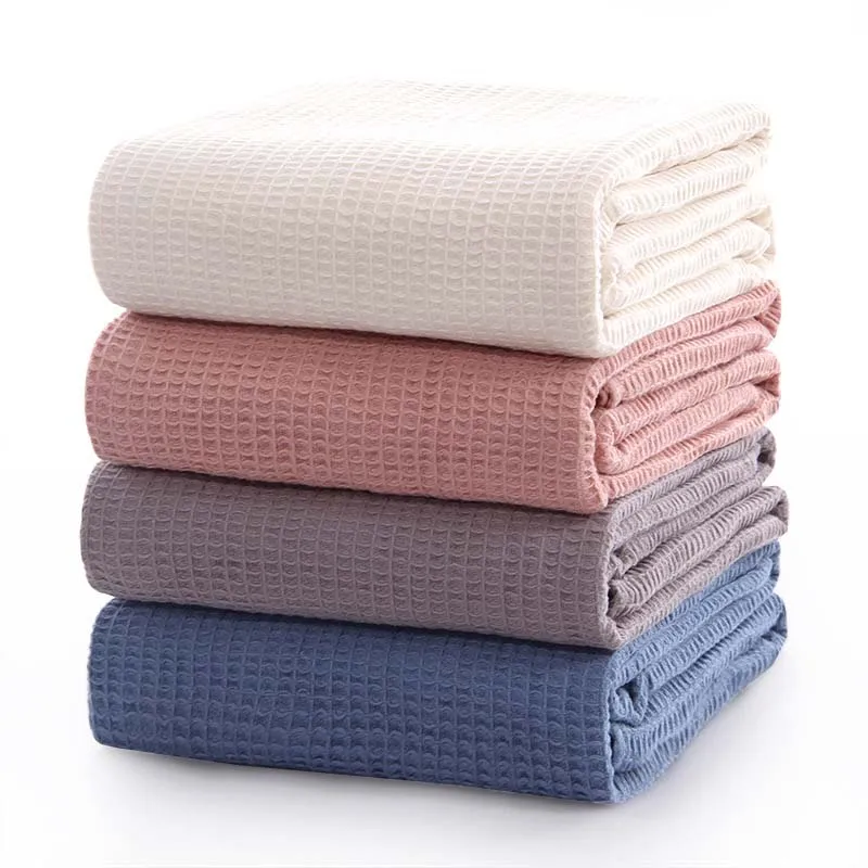 

Japan Waffle Plaid Summer Blanket for Sofa Bed Towel Blanket Quilt Women Wrap Blanket for Car Office Throw Blanket