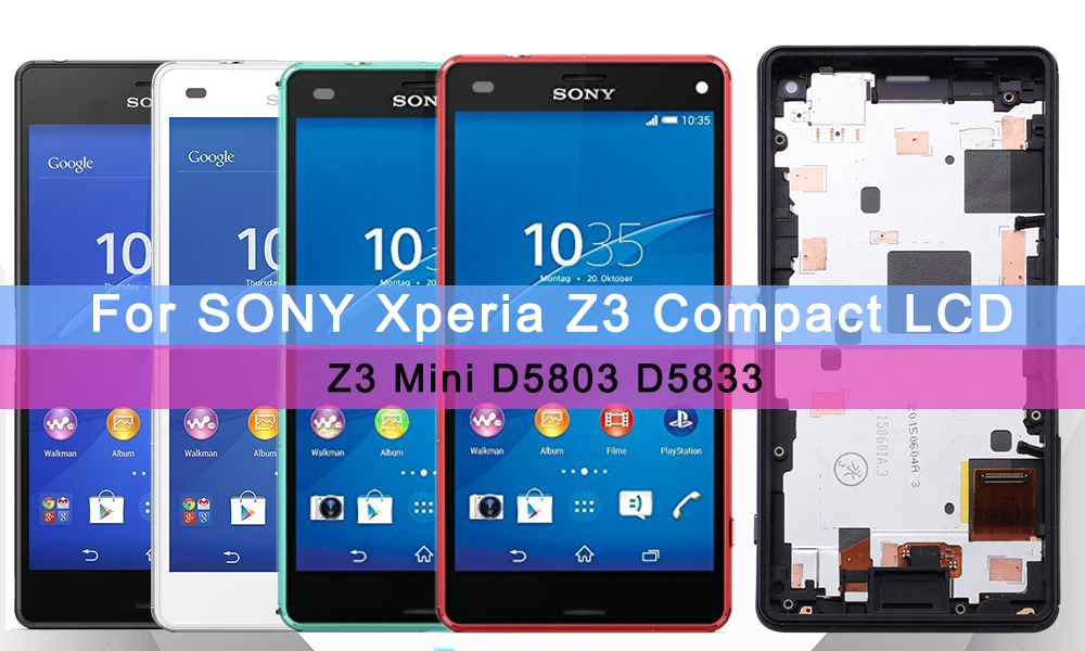 Сенсорный экран для sony Xperia Z3 compact D5803 D5833 ЖК-дисплей дигитайзер сенсор стеклянная панель Xperia Z3 mini в сборе с рамкой