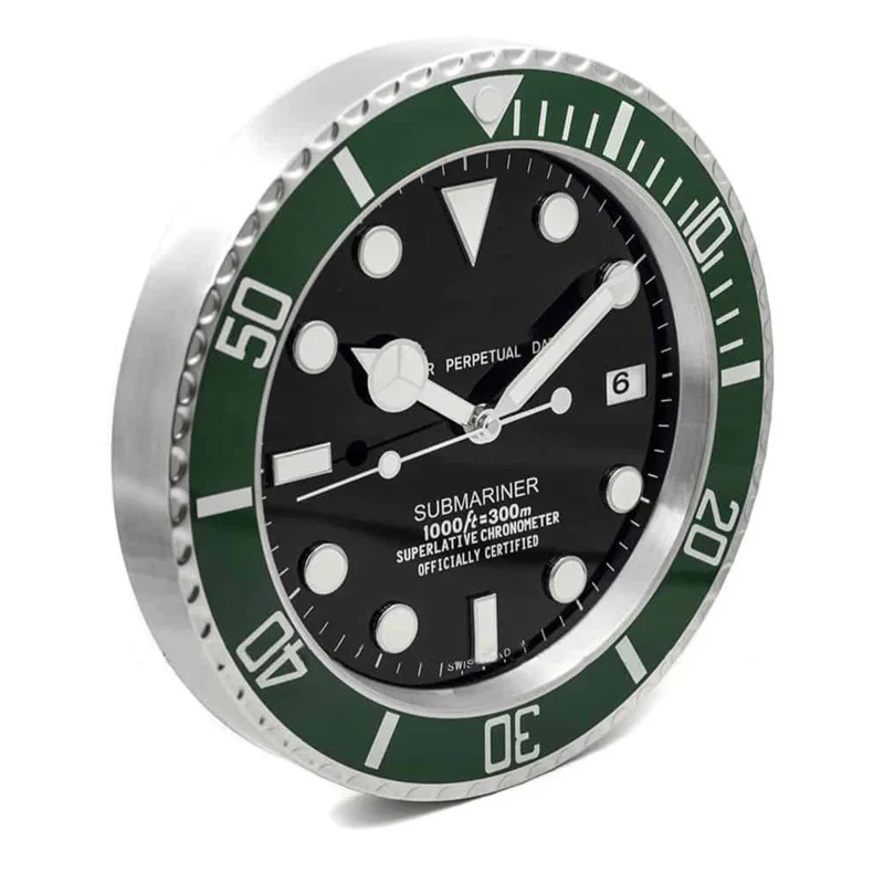 Роскошные дизайнерские настенные часы креативные бесшумные металлические художественные наручные часы, настенные часы с соответствующие логотипы - Цвет: green