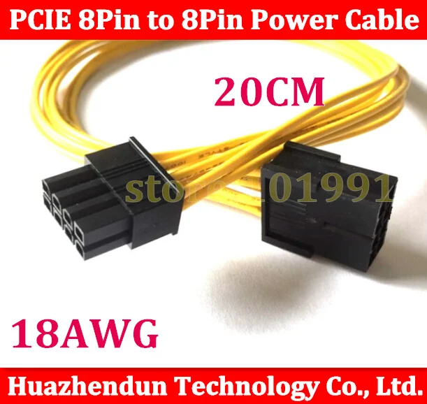 

20pcs Free Shipping Video Card PCI-E 8Pin Male to 8 Pin Female GPU Power Extension Cable 20CM